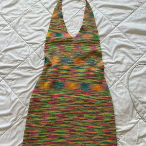 Knitted rainbow bodycon summer dress